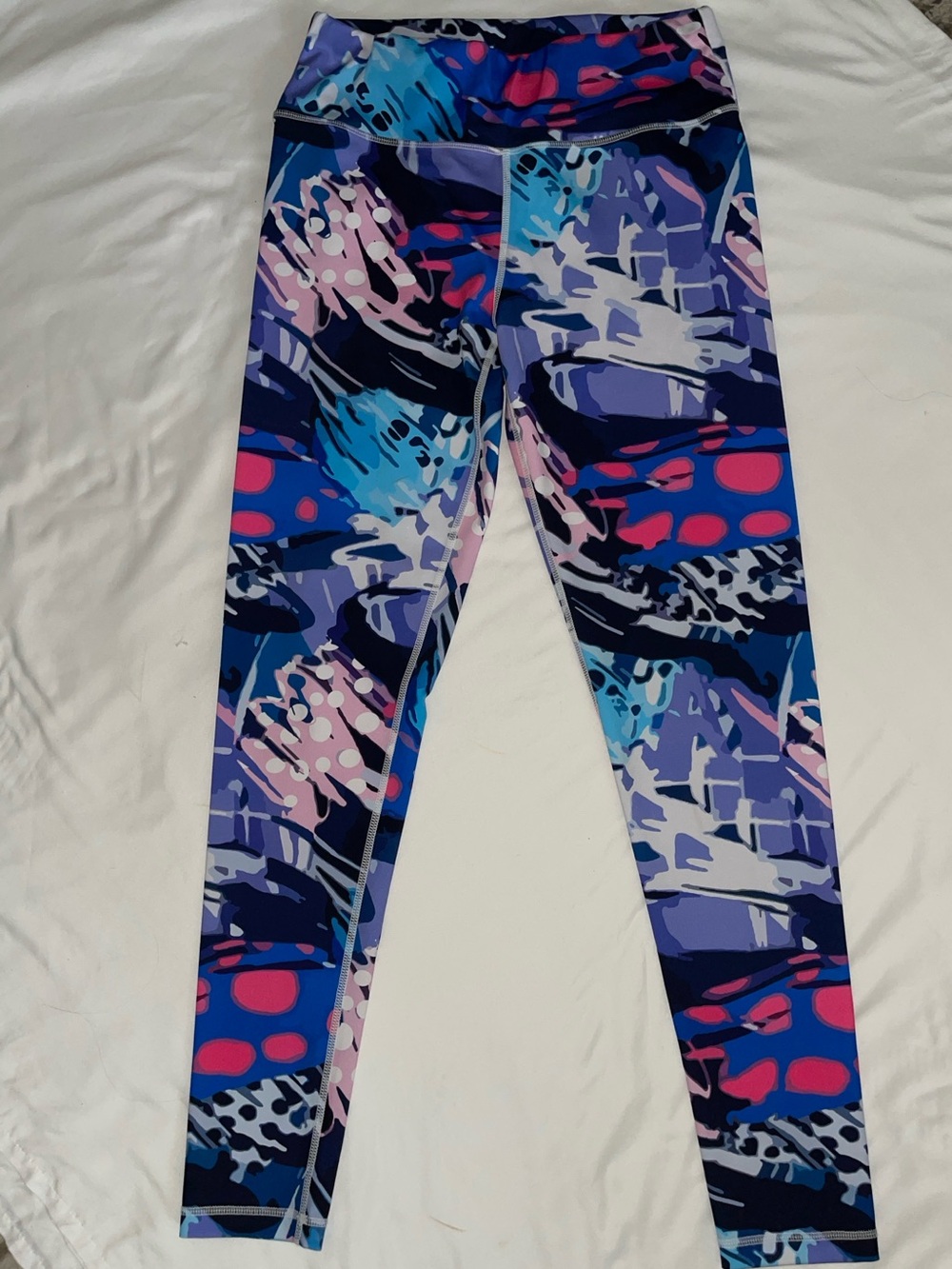 Women’s Blue & Purple Abstract Print Leggings Yoga Pants Sz M SKU: 0916-30
